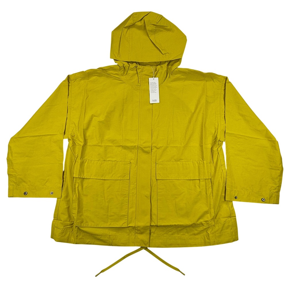 EILEEN FISHER Yarrow Hooded Coat Jacket Butter Yellow Organic Cotton Nylon XL TG